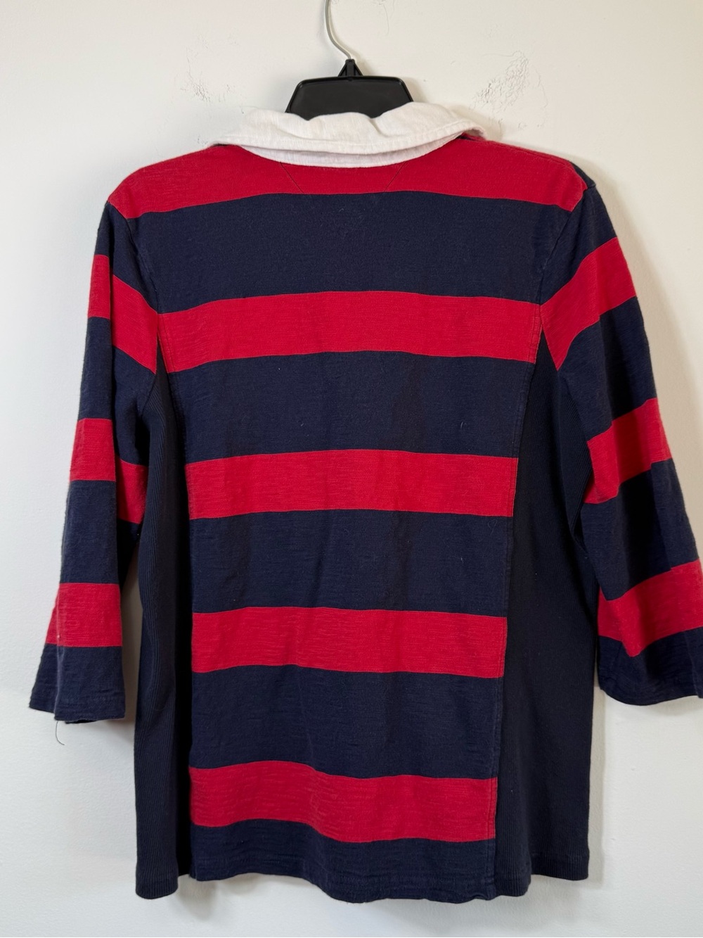 Tommy Hilfiger Red Navy Striped Preppy Rugby Polo Shirt XL - Picture 5 of 6